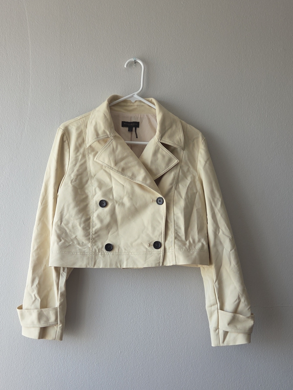 Donna Karan New York Cropped Double-Breasted Jacket in Cream Size 8